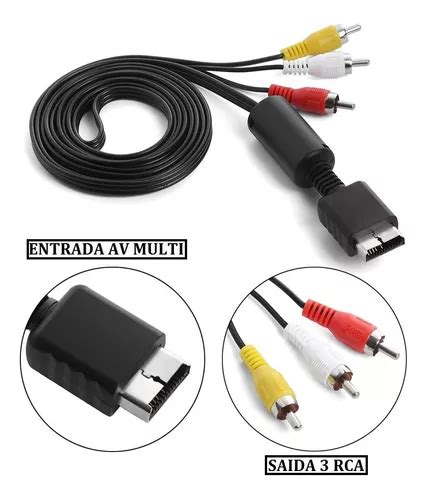 Cabo Av Audio E Video Rca Para Playstation Ps E Ps Metros