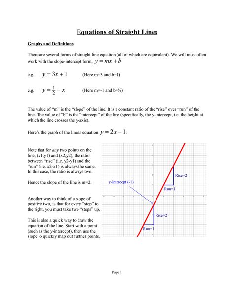 Notes Equations Of Straight Lines Equations Of Straight Lines