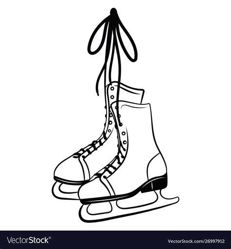 Printshoes For Figure Skating Black White Vector Image