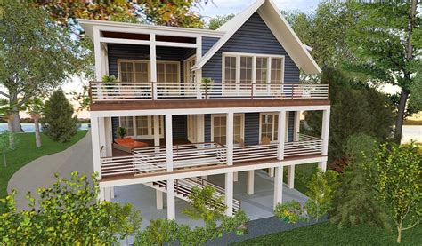 Coastal Stilt House Plan with Elevator and Second-level Living Space ...