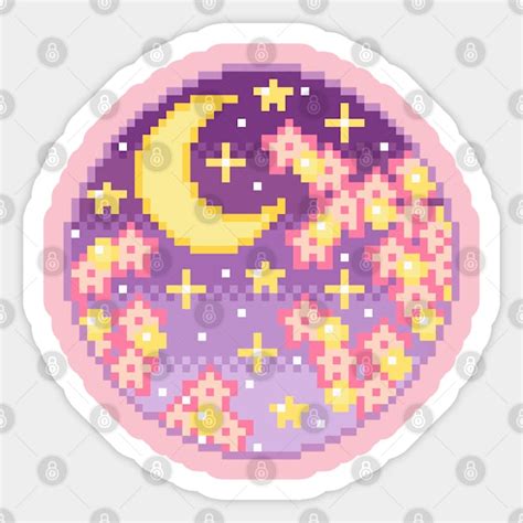 Aesthetic Night Sky Pixel Art Japan Sticker Teepublic