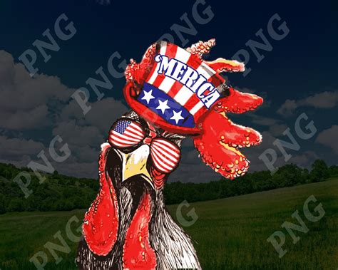 Hen Chicken Wearing America Hat America Flag Th July Etsy