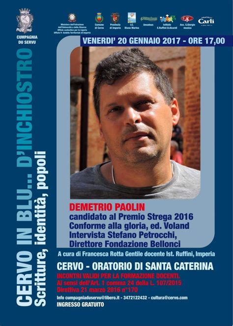 Demetrio Paolin Protagonista A Cervo In Blu D Inchiostro Il 20