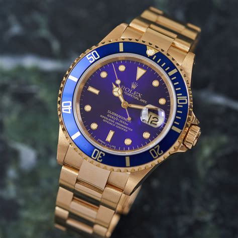 Rolex Submariner Date 16618 Blue Bezel And Turned Purple Dial Excellent Conditions Deangelis