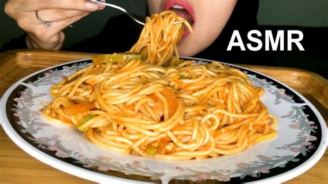 Asmr Big Bites Spaghetti Mukbang Eating Sounds No Talking Youtube