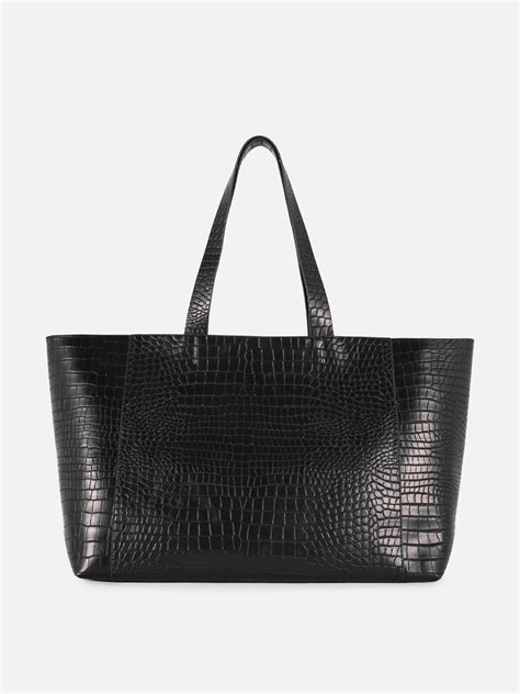 Womens Black Extra Large Croc Effect Shopper Primark