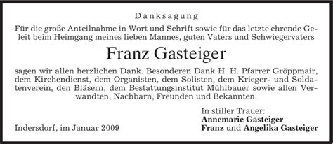 Traueranzeigen Von Franz Gasteiger Trauer Merkur De