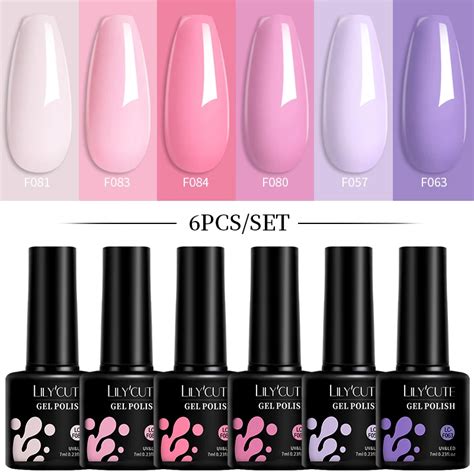 Lilycute Pcs Set Bright Purple Pink Peach Gel Nail Polish Kit Spring