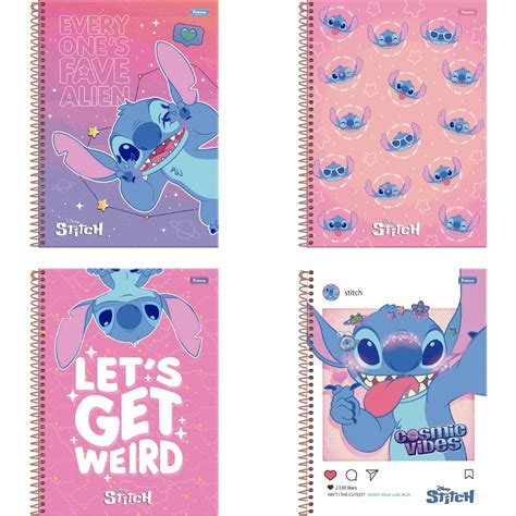 Caderno Espiral Capa Dura Universitário Disney Stitch 80 Folhas 1