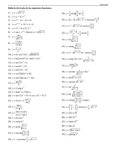 04 Cálculo De Derivadas Ejercicios 2 Pdf