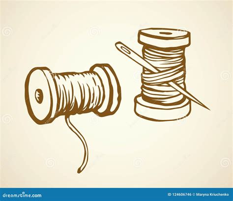 Spool Of Thread Vector Drawing Stock Vector Illustration Of Homemade