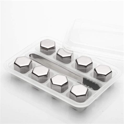 Hexagonal Ice Cubes Recycled Stainless Steel Ice Tartar Metal Quick