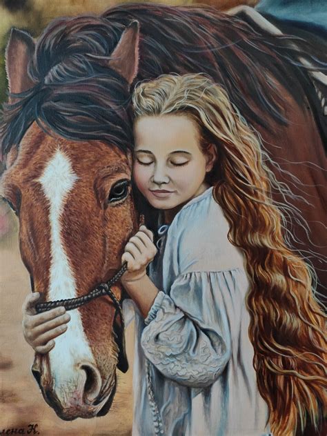 Girl With A Horse Painting By Elena Kozyutenko Artmajeur Horse