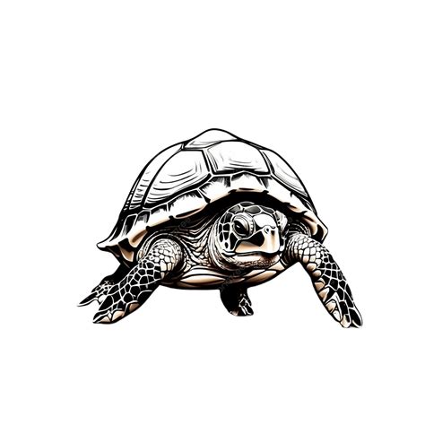 Turtle Vector Illustration On White Background Hand Drawn Tortoise