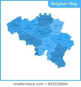 Detailed Map Belgium Regions States Cities Stock Vector (Royalty Free ...