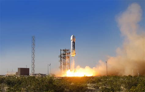 Jeff Bezos Blue Origin Launches Private Spaceship Test Flight Photos