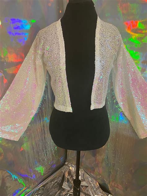 Iridescent Pink Sequin Fringe Jacket Tinsel Jacket Sequin Etsy