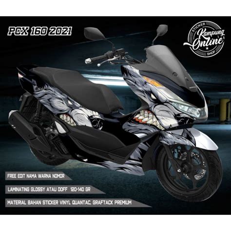 Jual STIKER DECAL HONDA PCX 160 Fullbody Variasi Warna Putih Motif Wolf