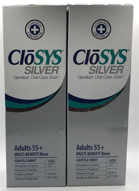 2pk Closys Silver Adults 55 Multi Rinse 16 Fl Oz Ea Mint Exp 8