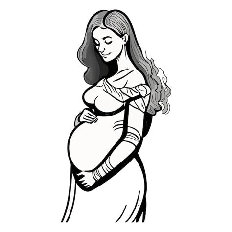 Premium Vector Pregnant Mother Illustration In Elegant Line Art Style