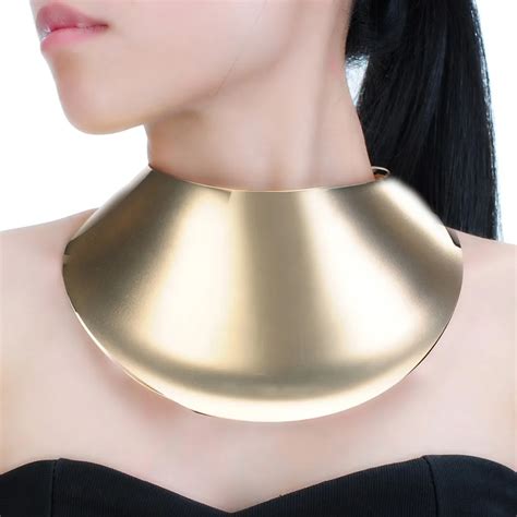 Fashion Gold Silver Metal Rock Choker Collar Chunky Statement Bib Bold