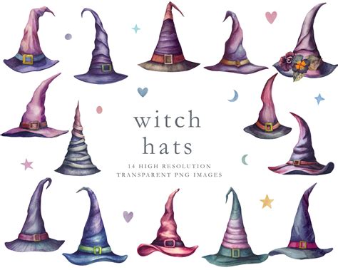 Witch Clipart Witch Hat Clipart Watercolor Halloween Clip Etsy