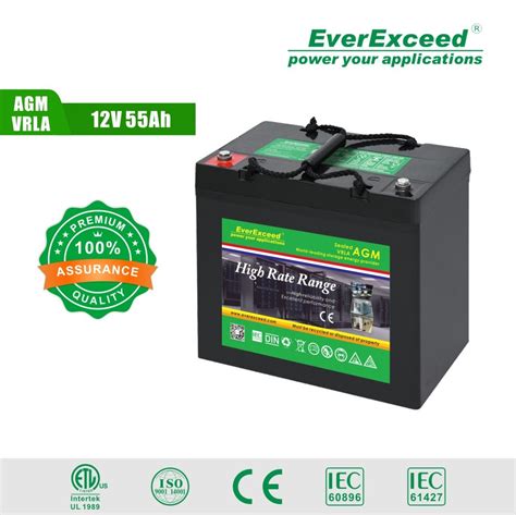 12V55ah Sealed Rechargeable Lead Acid AGM UPS Gel Solar Battery China