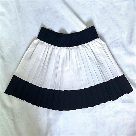 Black And White Pleated Mini Skirt Cute Black And Depop