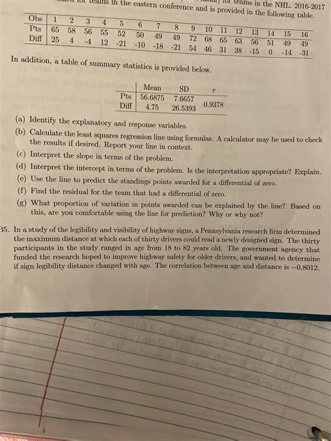 Answered D Interpret The Intercept In Terms Of… Bartleby