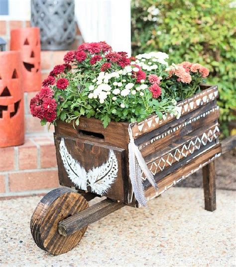 Rustic Wood Wheelbarrow Planter Awe