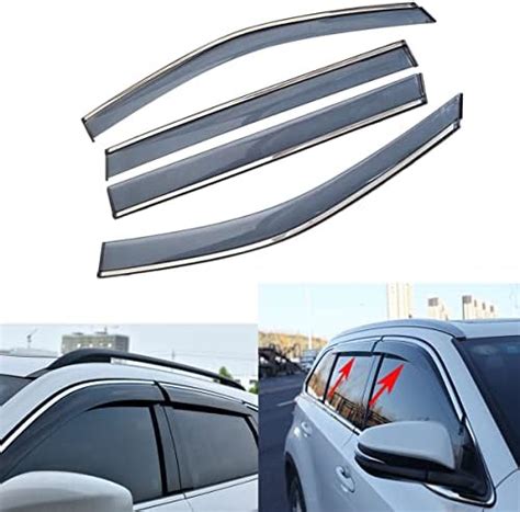 Pcs Car Window Deflector Rain Guards Chrome Trim For Mitsubishi