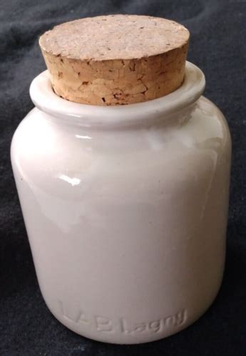 Vintage Lab Lagny French Mustard Crock Tan Stoneware Jar Ebay