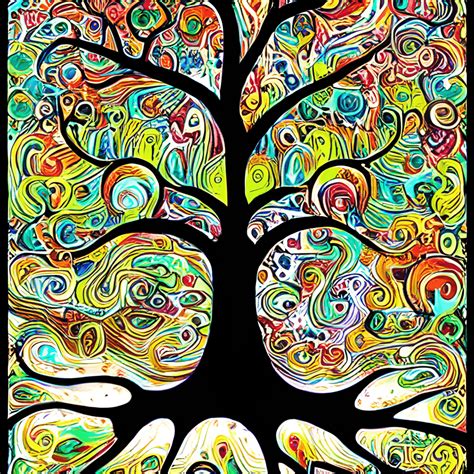 Psychedelic Tree Kawaii Chibi Cartoon Hyper Realistic Creative Fabrica