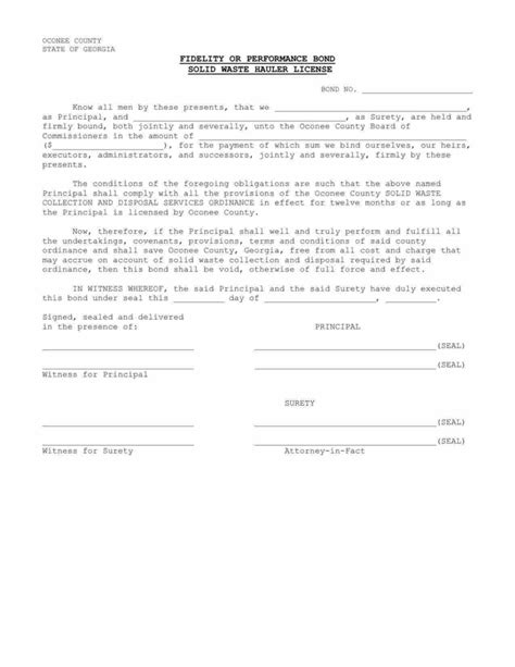 Surety Bond Georgia Solid Waste Hauler License