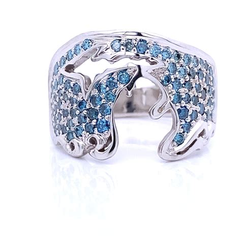 Magnificent Blue Diamond Pave Michigan Coastal Ring – Wexford Jewelers
