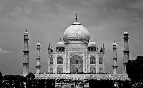 Hd Wallpaper Taj Mahal 2015 Grayscale Landmark Wallpaper Black And