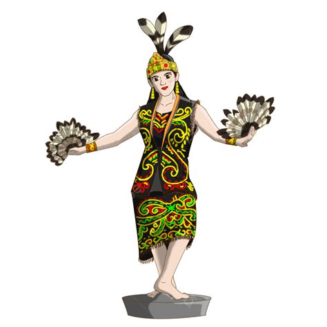 tari gong kalimantan tradisional menari dayak png transparan clipart