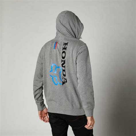 Sweat à Capuche Fox Honda Zippé Gris Sweat Fox Honda Hrc Fox Hrc