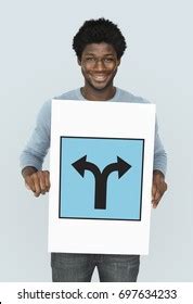 Left Right Arrow Intersection Road Sign Stock Photo 697634233 ...