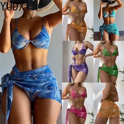 2023 Sexy Floral Print 3 Piece Bikini Set Swimsuit Women With Beach