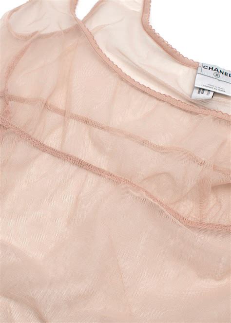 Chanel Vintage Pink And Nude Sheer Net Double Top S Hardly Ever Worn It