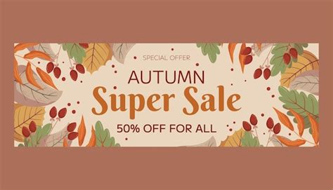 Premium Vector | Autumn Super Sale horizontal banner template Frame ...