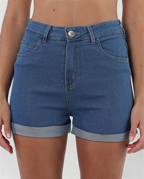 Riachuelo Short Jeans Feminino Mom Cintura Alta E Barra Dobrada