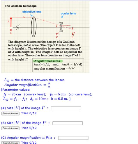 Solved The Galilean Telescope objective lens ocular lens I" | Chegg.com