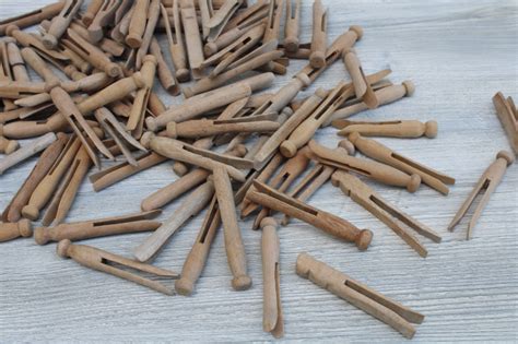 Vintage Hardwood Clothespins Clothes Peg Type Lot Primitive Old