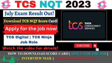 Tcs Nqt 2023 July Exam Result Out How To Download Score Card