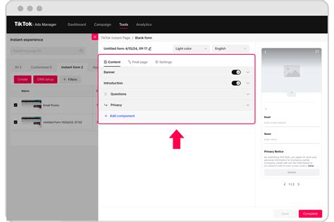 How To Create An Instant Form In Tiktok Ads Manager Tiktok Ads Manager