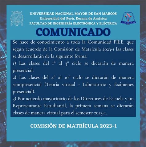 ComisiÓn De MatrÍcula 2023 I Fiee Unmsm