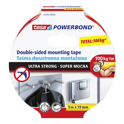 Taśma dwustronna montażowa POWERBOND 5 m x 19 mm super mocna TESA