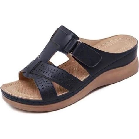 Sandales Orthop Diques Bout Ouvert Pour Femmes Noir Cdiscount